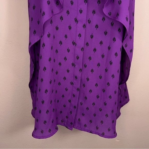 SMALL WORTHINGTON PURPLE SLEEVELESS BLOUSE FLOWY RUFFLE HALTER - Picture 8 of 12